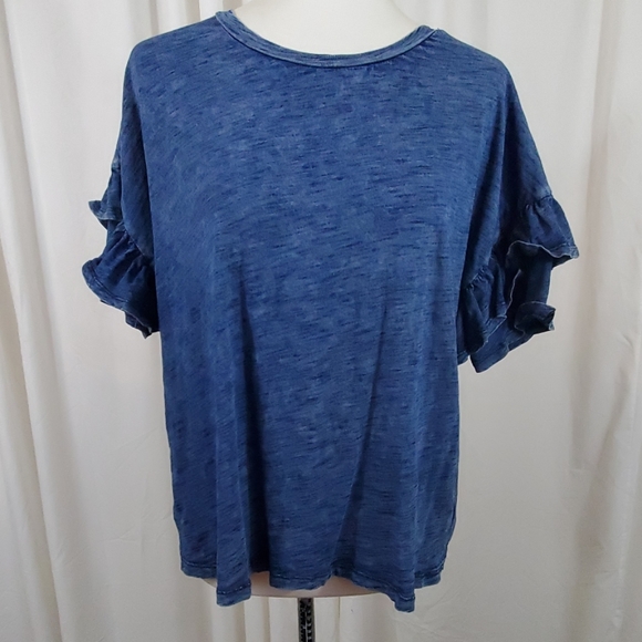 Universal Thread Blue Ruffle Sleeve Top - Picture 1 of 6
